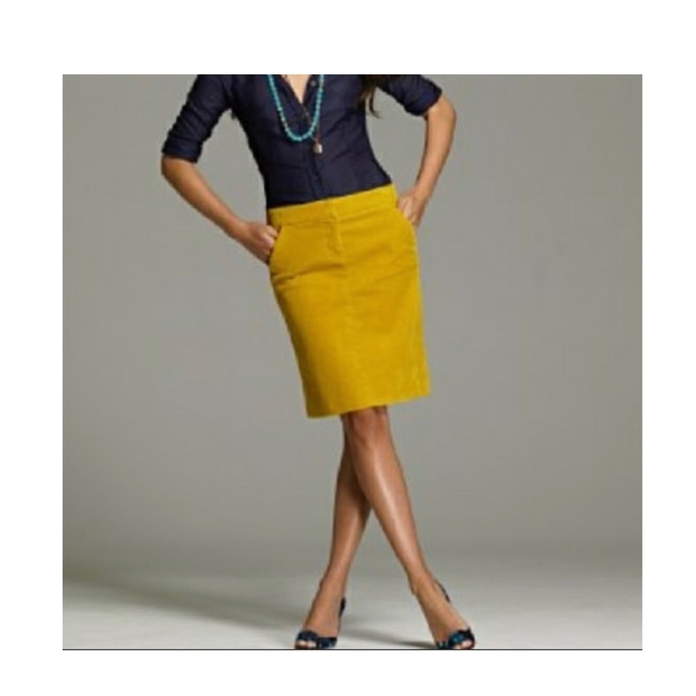 J.Crew Mustard Yellow Corduroy Skirt Size 10